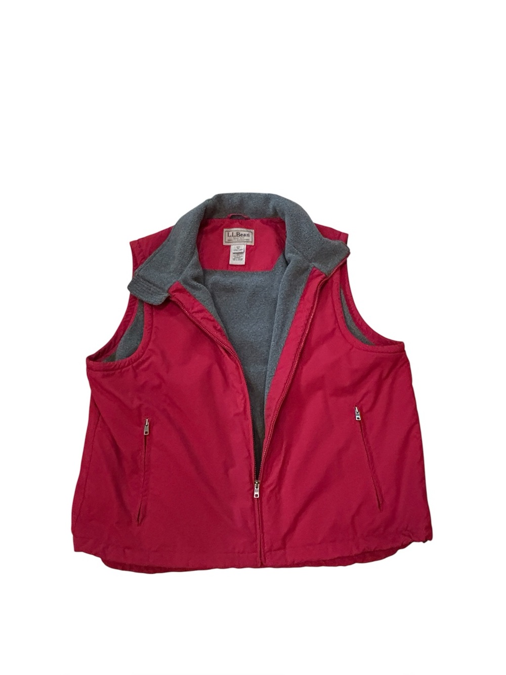L.L. Bean Men's Full Zip Outdoor Nylon/Fleece Red Vest Size XL
